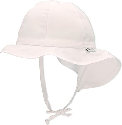 Sterntaler Sonnenhut - Unisex Sommerhut - UV-Schutz 50+ Mütze mit breiter Krempe und Größenregulierung - Nackenschutz - Bindebänder - Baby und Kinder Kopfbedeckung aus Popeline (Bio)