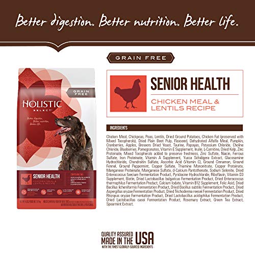Holistic Select Natural Dry Dog Food Grain Free Senior, Chicken Meal