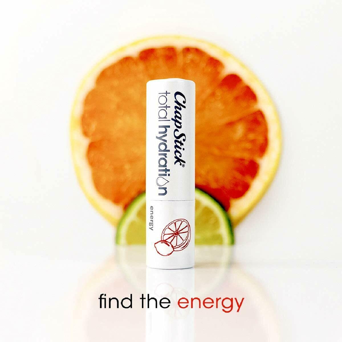 ChapStick Total Hydration Essential Oils Energy Lip Balm, Lime + Grapefruit Lip Balm Tube, Lip Care - 0.12 Oz