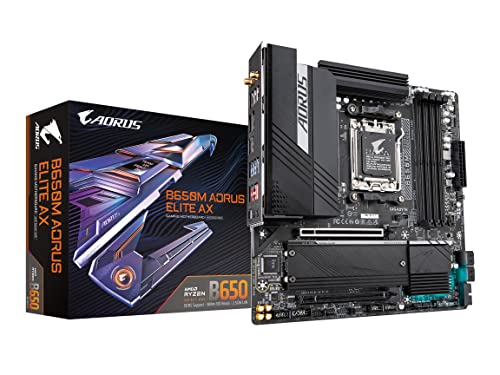 GIGABYTE B650M AORUS Elite AX (AM5/ LGA 1718/ AMD B650/ Micro-ATX/ 5 Jahre Garantie/ DDR5/ 2* M.2/ PCIe 5.0/ USB 3.2 Gen2X2 Type-C/Intel 2.5GbE LAN/Q-