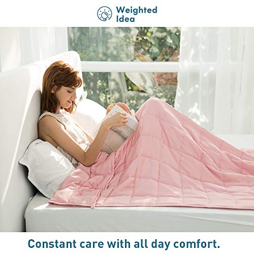 Weighted Idea Weighted Blanket Adult 15 lbs Twin Size (48''x78'', 100% Natural Cotton, Coral Pink)