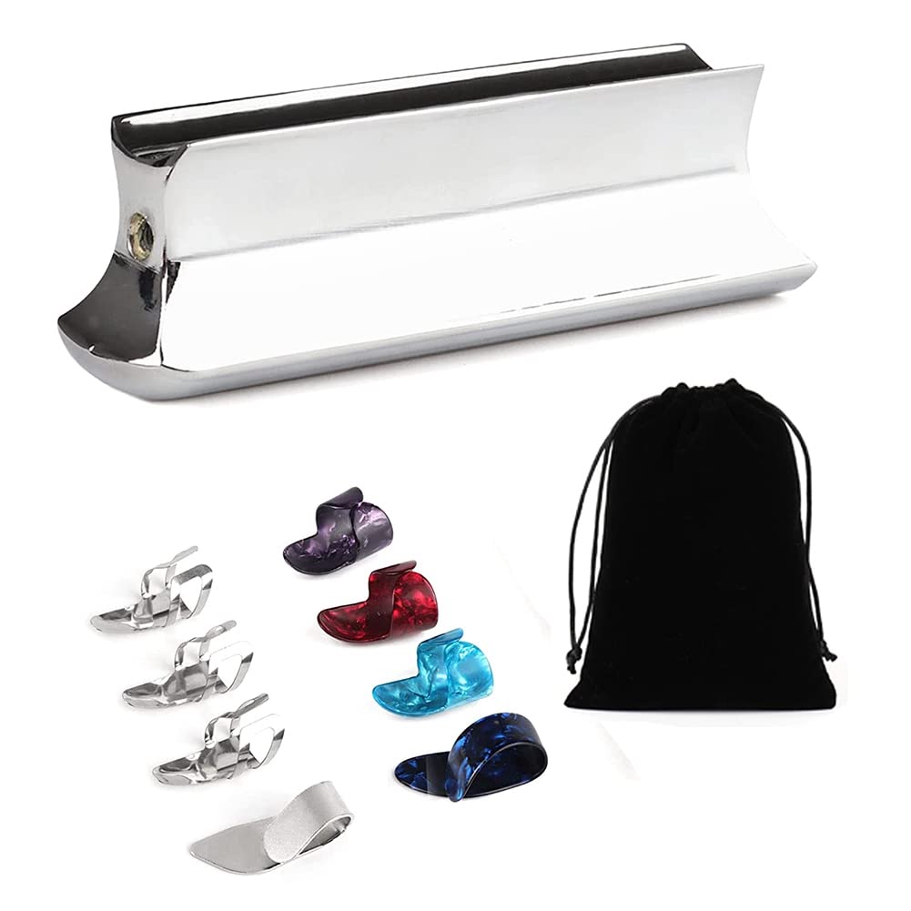 Comphic Guitar Slide Tone Bar for Dobro,Lap Guitar,Hawaiian Guitar,Electric Guitar with Celluloid+Thumb&Finger Picks Plectrums, 500354468