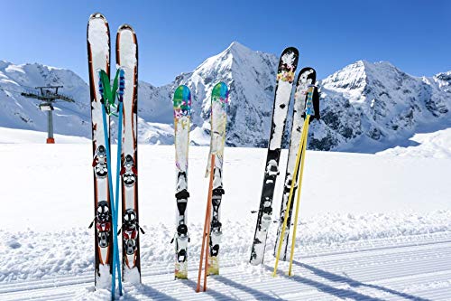 Renaiss 10x8ft Ski Boards Snow Mountain Backdrop Winter Skiing Sport Outdoor Adventure Photography Background Christmas New Year Vinyl Wallpaper Photo Studio Props