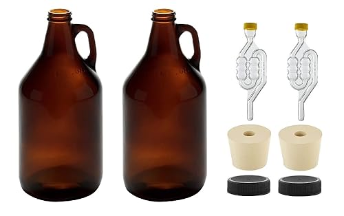 North Mountain Supply 1/2 Gallon Amber Glass Fermenting Jug with Handle ...