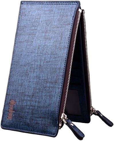 Bifold Slim Long Leather Wallet Phone Case for Men [ iPhone Samsung ] Double Zippers & 15 Multipul Credit Card Slots
