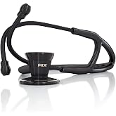 MDF Instruments, ProCardial Cardiology Stethoscope, Stainless Steel, Adult, Dual Head, Black Tube, Black Chestpiece-Headset, MDF797BO