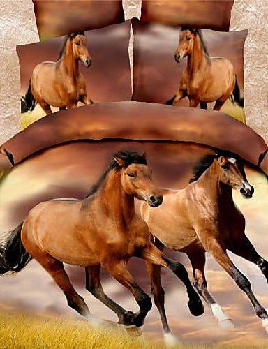 KIUYTGHNB Duvet Cover Set,3D Oil Painting Bedding Set 4pcs Comforter Duvet Covers Bed Sheet Bedclothes Set with Horse Pattern QUILT
