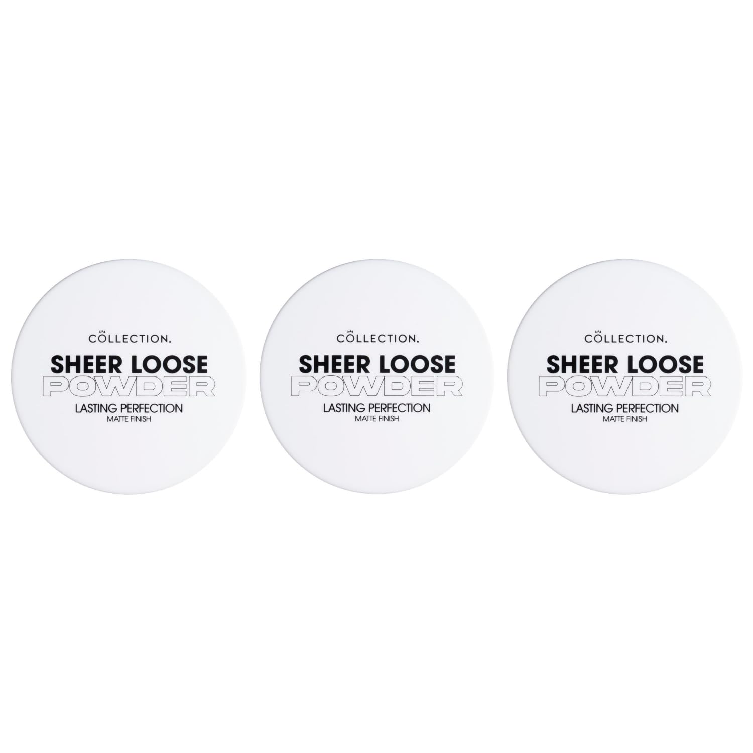 Collection Cosmetics Lasting Perfection Sheer Loose Powder, Lightweight Powder, Translucent, Pack of 3 x 10g
