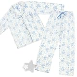 Light Blue Bunny Flannel Pajamas for Women