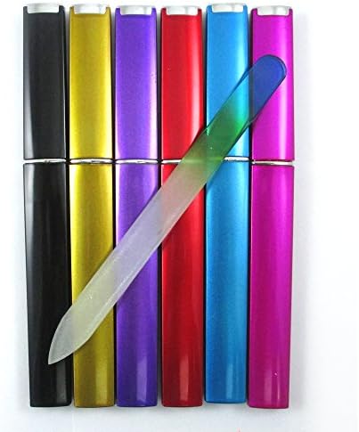 1 Set Crystal Glass Nail File With Hard Case 5 7/8" Quality 6 Colors Available !
