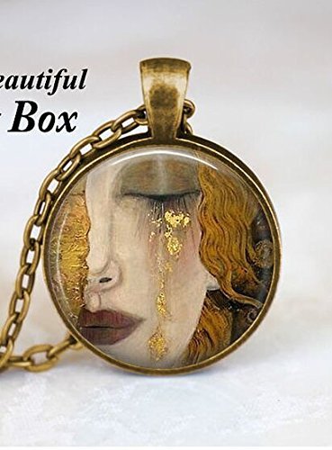 Gustav Klimt - Crying Woman Necklace Pendant Charm Gustav Klimt Crying Woman Jewelry Gustav Klimt Painting Famous Paintings Symbolist
