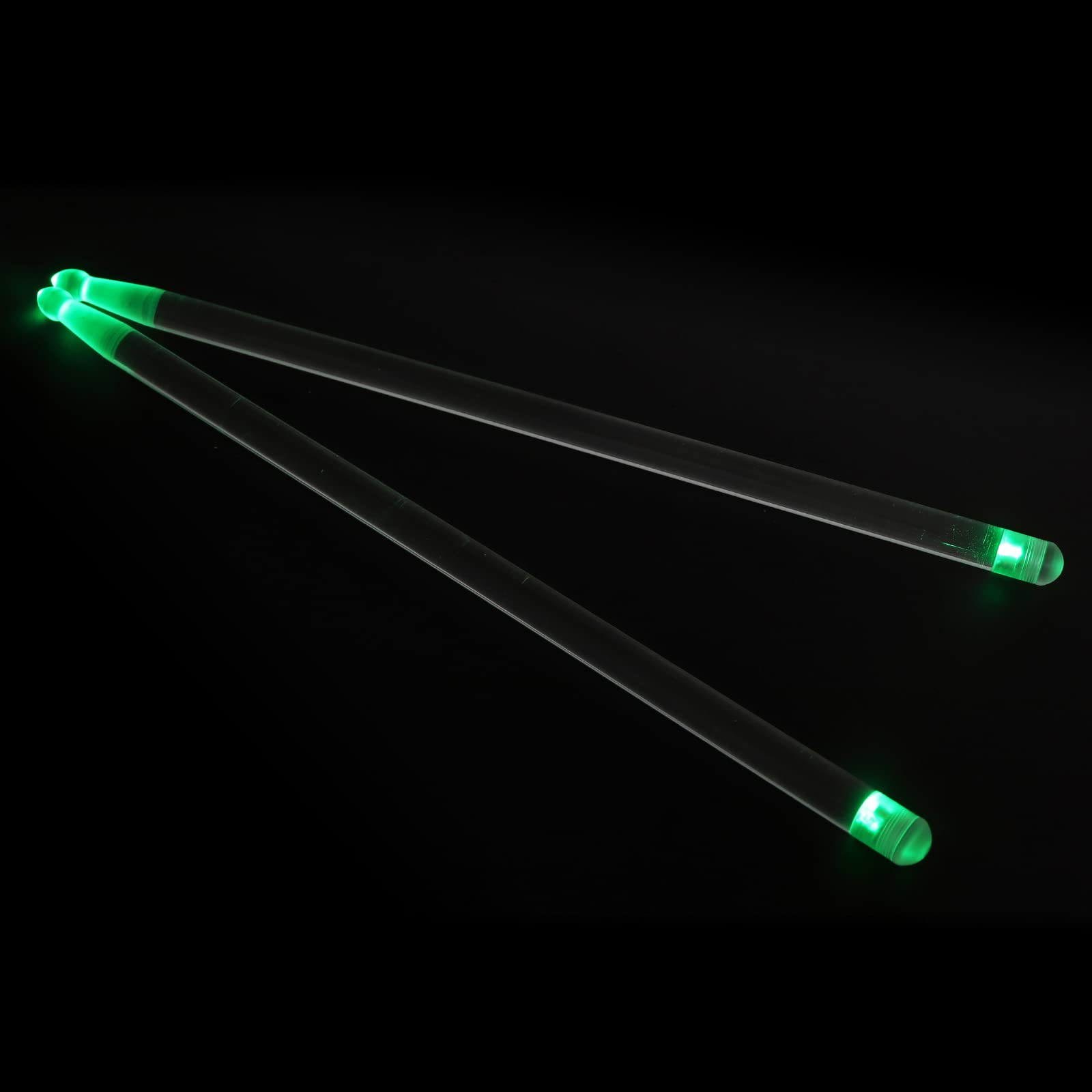 MuzcYM 5A Drumsticks Light LED Bright LED Light Up Drumsticks Noctilucent Glow in The Dark Night light Drum Sticks Luminous Jazz Drumsticks for Stage Performance with 4pcs Flashing Lamp Beads (Green)