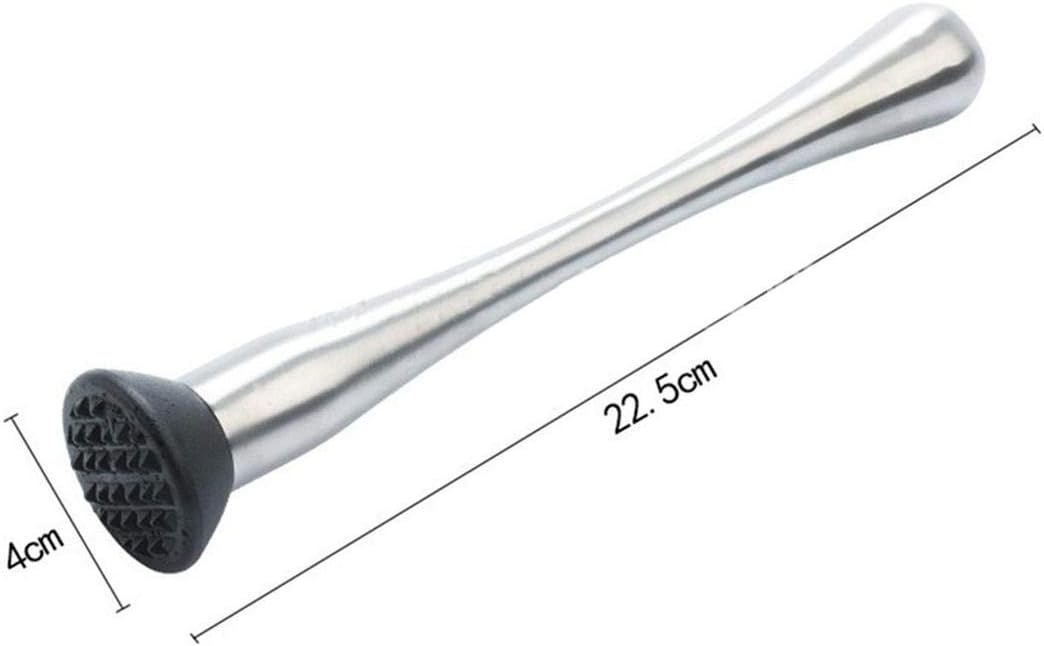 djryj Cocktail Muddler Stainless Steel Bar Mixer Barware Mojito Cocktail DIY Drink Fruit Muddler Crushed Ice Barware Bar Tool for Home Decoration