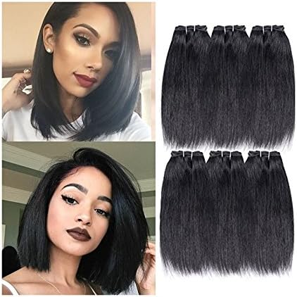 Brazilian Straight Hair 6 Bundles 100% Unprocessed Virgin Human Hair Nature Color 50g/pce (8 8 8 8 8 8,)