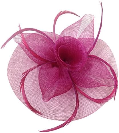 JoyVany Women Fascinator Hat with Headband Tea Party Derby Wedding Hair Clip Hat Fuschia
