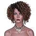 AisiBeauty Natural Brown Medium Short Curly Wigs with Dark Roots Short Fluffy Curly Hair Wig for Black Women Heat Resistant Synthetic Wig