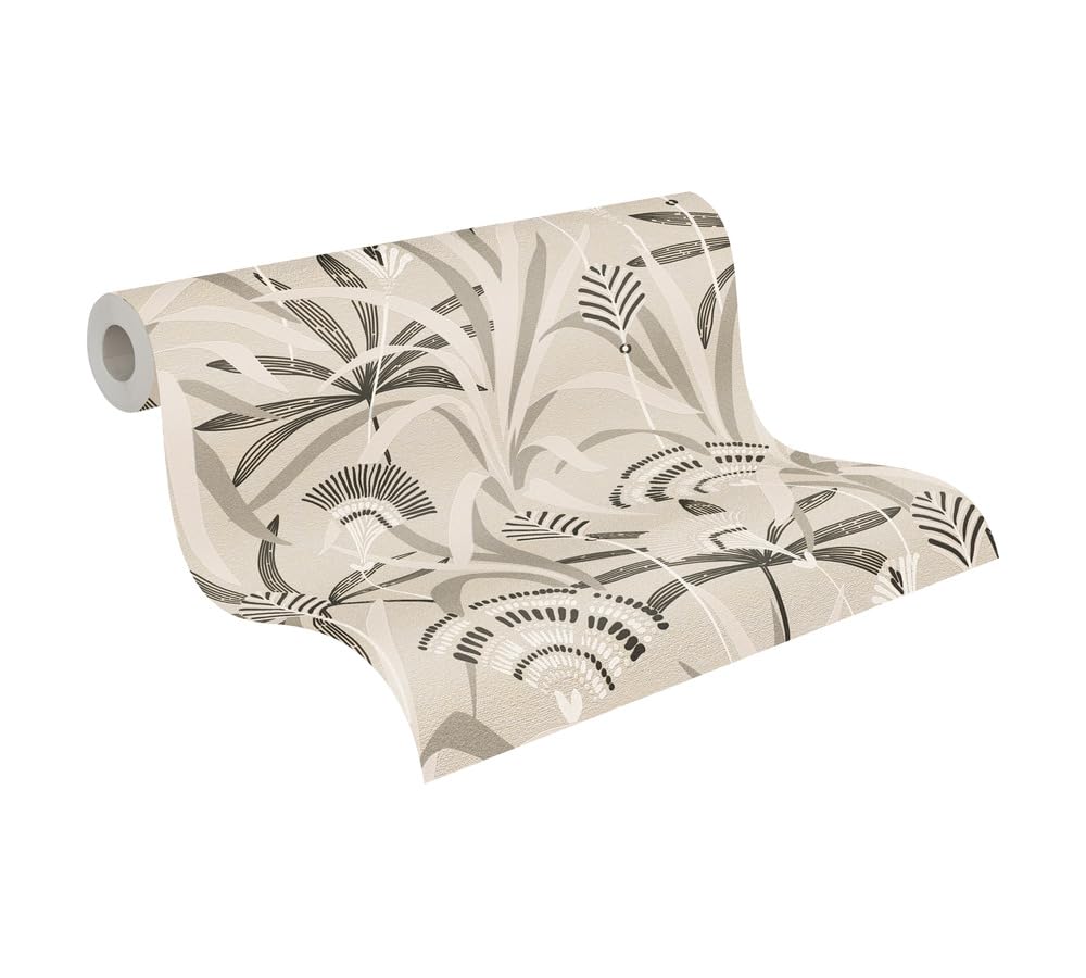 A.S. Création Non-Woven Wallpaper Floral - High-Quality Patterned Wallpaper 399361 in Black, White, Grey - Design Wallpaper for Living Room - Made in Germany