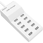 USB Charging Stations 50w10A 10 Ports Multiple Charging Block/Power USB Strip for iPhone Android Smartphone Tablet Smart Watch AirPods Samsung and Multiple Charger Plug…