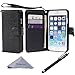 iPhone 6s Case, iPhone 6 Case, Wisdompro Premium PU Leather 2-in-1 Protective Flip Folio Wallet Case with Credit Card Holder Slots and Wrist Lanyard for Apple 4.7 Inch iPhone 6s 6 (Black with Lanyard)