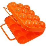 Heart Service Portable Egg Holder Plastic 12 Grids Egg Protector Eggs Case Egg Tray Carrier Container for Outdoor Storage Picnic Use 1Pcs Orange