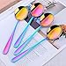 Soup Spoons, Color ME Rainbow 18 10 Stainless Steel Round Spoons, Set of 10