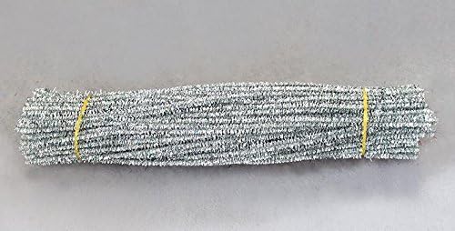 Carykon Pack of 100 Glitter Tinsel Creative Arts Pipe Cleaners - 12 Inch (Silver) - Image 4