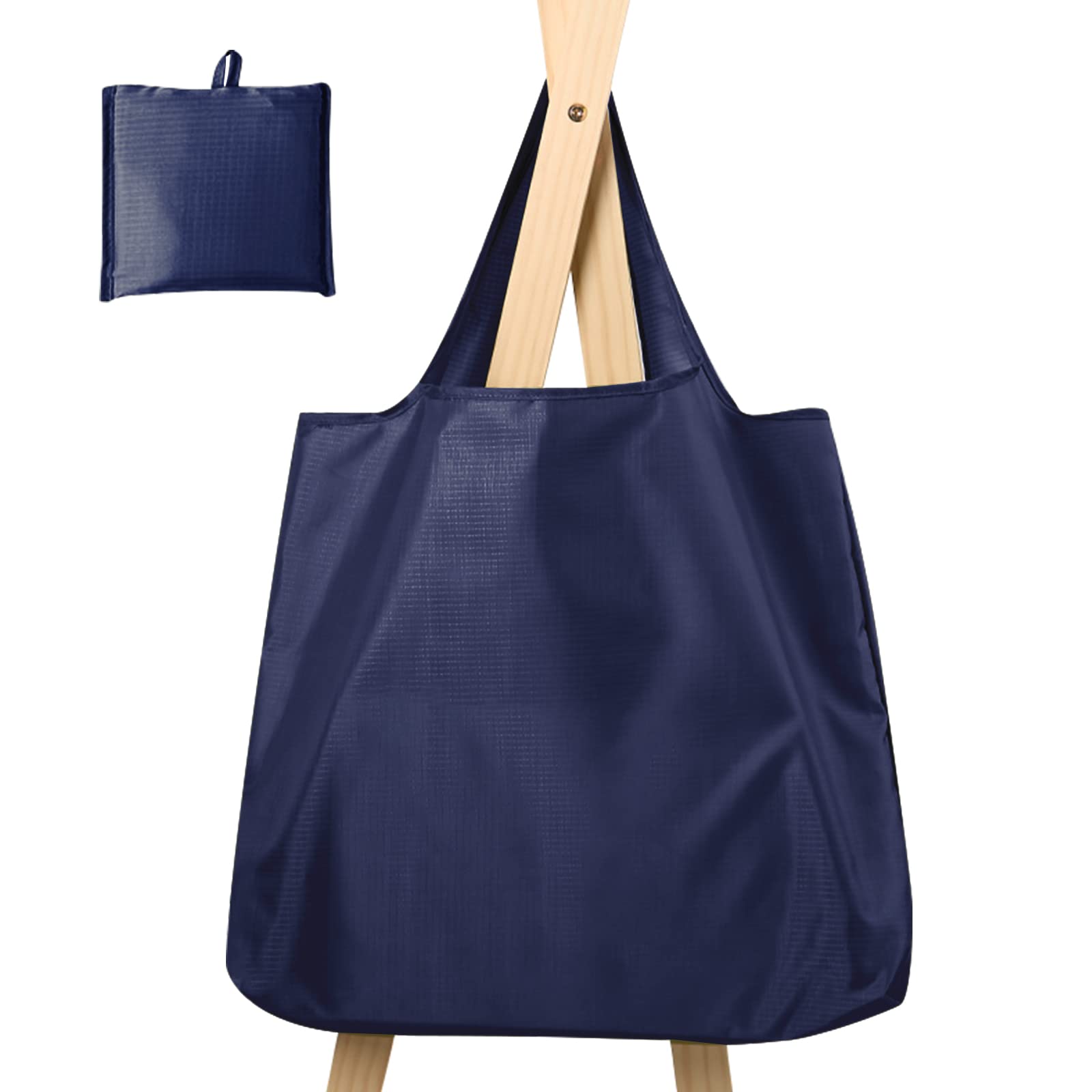 Autrucker Reusable Shopping Bag Foldable Shopping Bag Eco Waterproof Shopping Tote Bag Washable Grocery Bags for Shopping, Storage, Travel (Navy Blue)