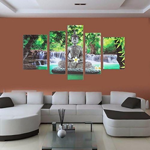 Bazaar 5PCS Frameless Canvas Prints Buddha Buddhism Worship Picture Art Home Wall Decoration