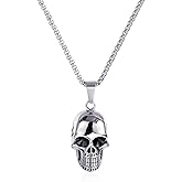 JDONL Skull Gothic Punk Rock Hip Hop Pendant Necklace Cool Amulet Pendant Necklace for Men Women