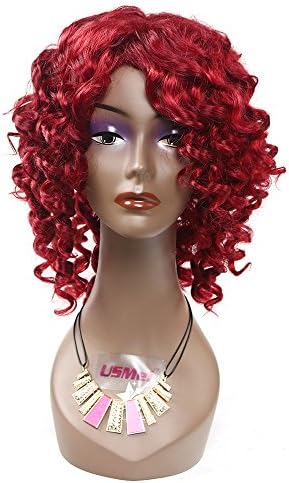 Secretgirl Fashion Short Curly Wig Burgundy Red Wig Synthetic Wigs for Black Women Afro Curly Hair (99J#)