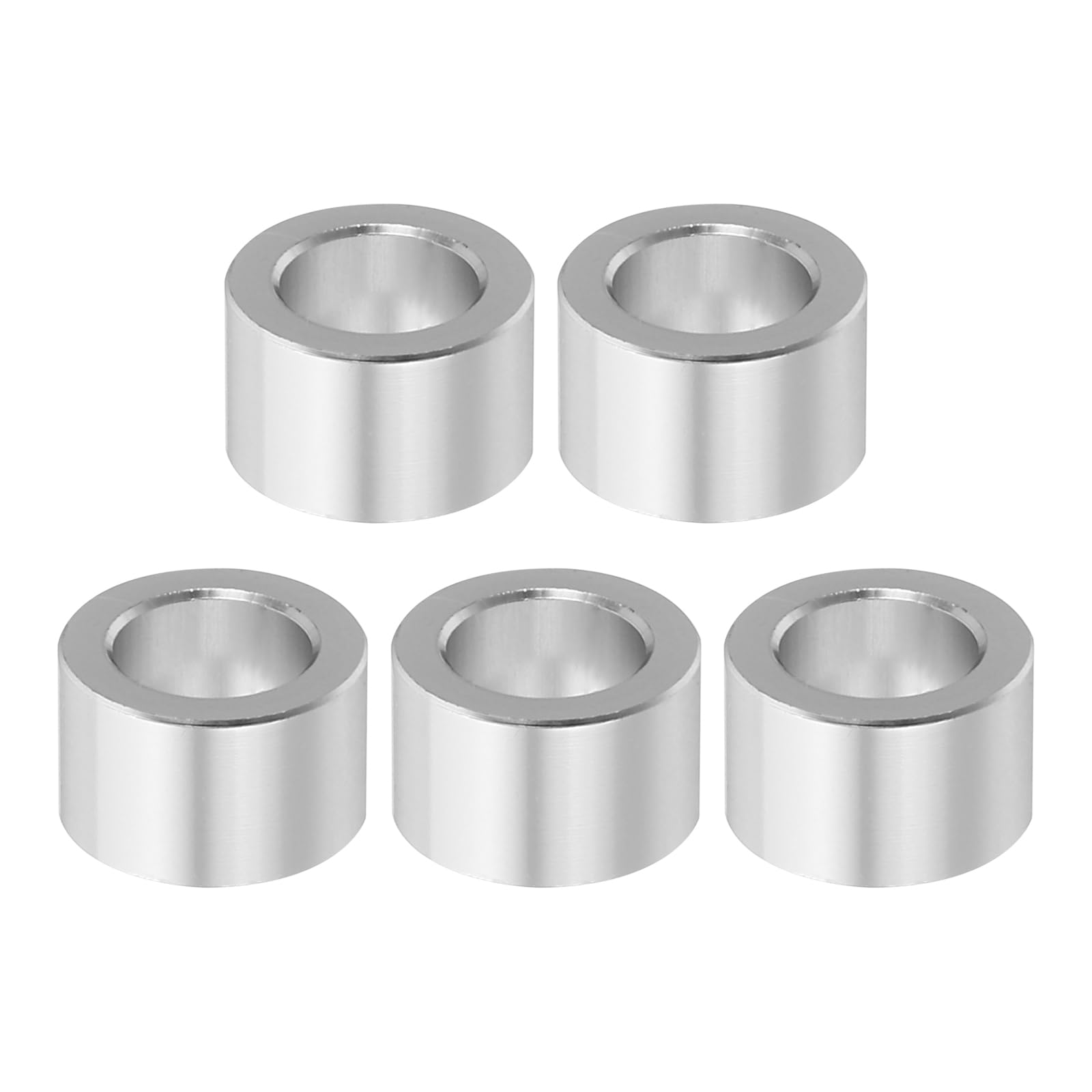 PATIKIL M8 Aluminum Spacers, 5 Pcs Metal Spacer Aluminum M8 X1/2"OD X5/16"L Aluminum Spacer Screw Standoff Round for 5/16" or M8 Screw Bolts, Silvery