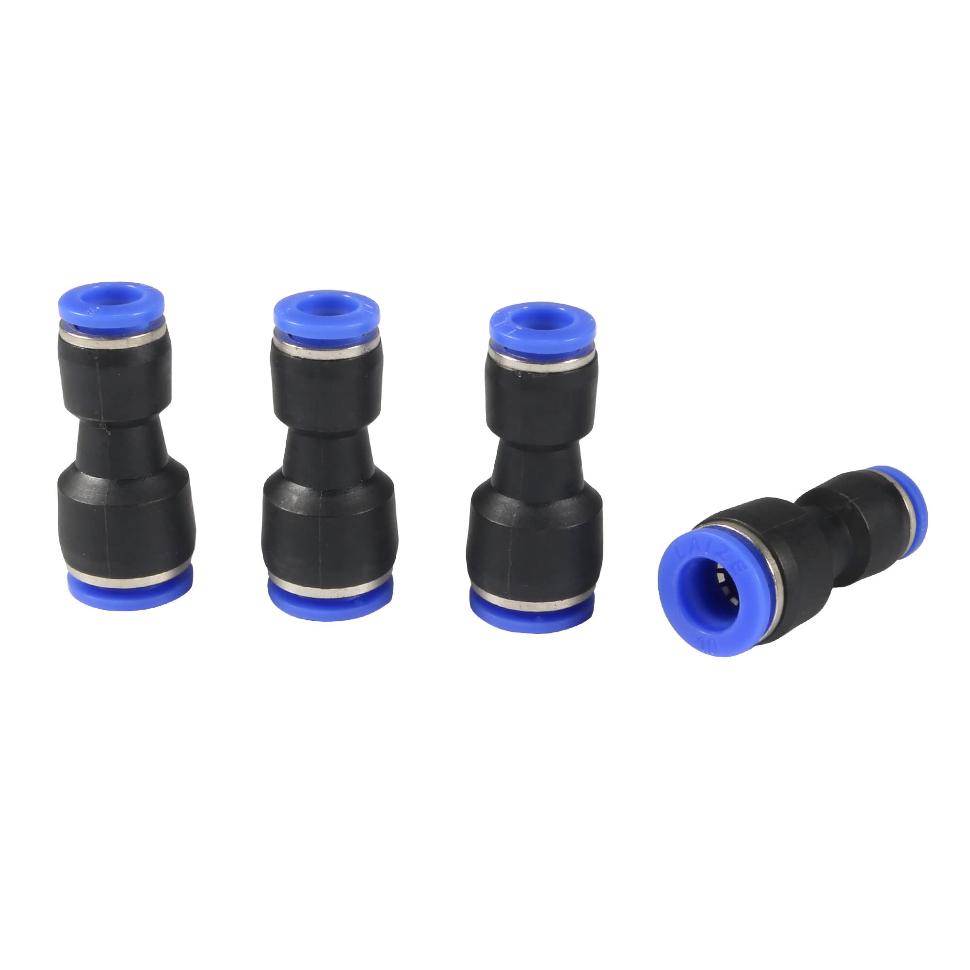 sourcing map 4pcs Push to Connect Fittings Tube Connect 25/64" to 5/16" OD Reducing Straight Union Push Fit Fittings Tube Fittings Push Lock Blue