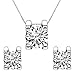 EleQueen 925 Sterling Silver 0.7 Carat Solitaire Round CZ Y-Necklaces Stud Earrings Sets for Wedding Bride Clear