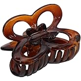 Parcelona French Butterfly Small 2" Tortoise Shell Brown Celluloid Claw Clip with Tight Spring Girls Hair Jaw Claw Clips Durable Styling Women Hair Accessories, Made in France