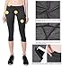 BALEAF Women's Yoga Pants Workout Capris Leggings Pockets Mid Waist Crop Athletic Running Tights Black Grey M