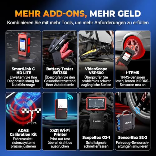 LAUNCH X431 Pros Elite OBD2 Diagnostic Device Car, Bidirectional Scanner with ECU Coding, Full System Diagnostics, 45+ Service Functions, CANFD & DOIP, FCA Autoauth, 2 Years Update