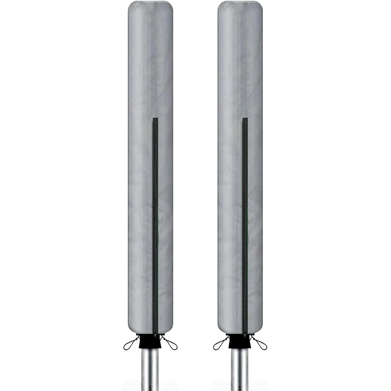 Pack of 2 Rotary Washing Line Cover Waterproof Fabric with Zip - Heavy Duty Rotary Clothes Line Cover - Protective Weather Resistant Parasol Covers for Garden Dryer and Airer (Silver)