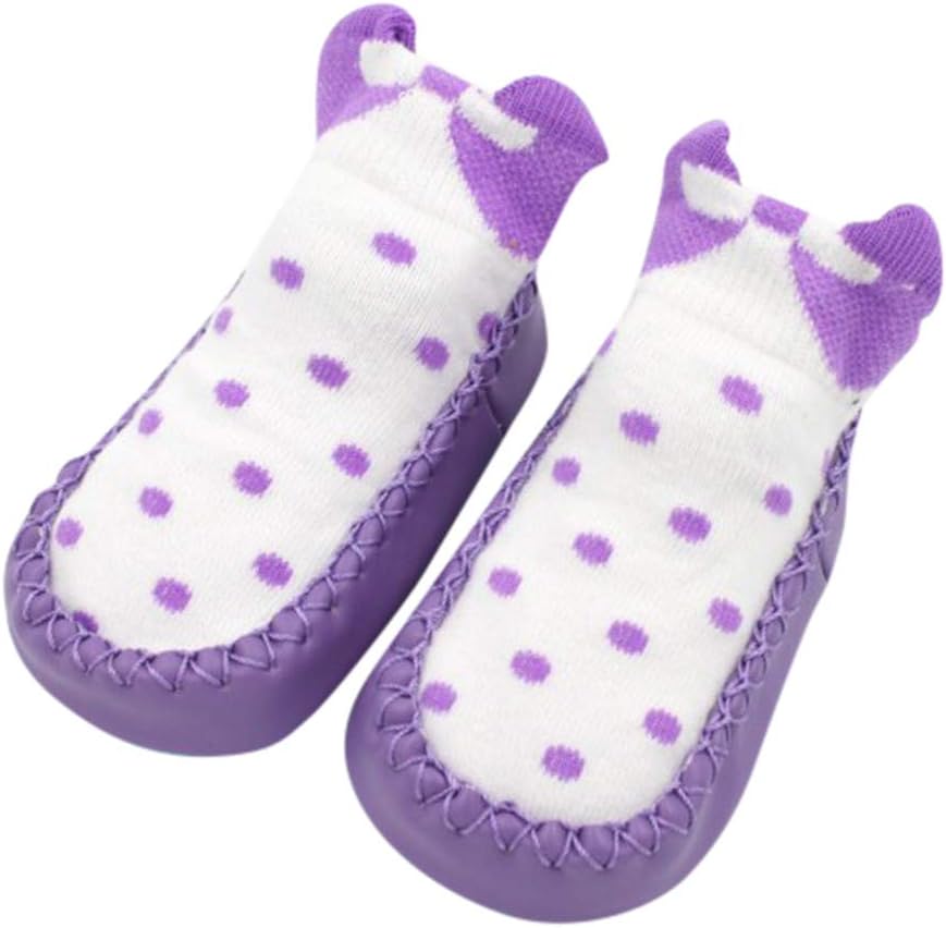 Goldatila Baby Child Baby Toddler Shoes Soft Bottom Baby Floor Shoes Bow Slip Bow Dot Newborn Anti-Slip Socks Boots