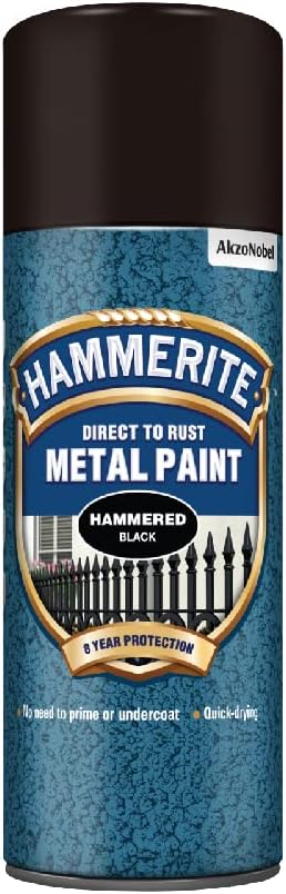 Hammerite Direct to Rust Hammered Black Metal Paint 400ml Aerosol
