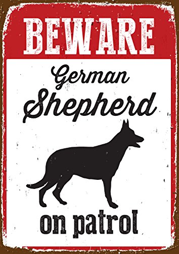 Beware German Shepherd on Patrol Tin Sign