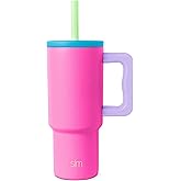 Simple Modern Kids 24 oz Tumbler with Handle and Silicone Straw Lid | Spill Proof and Leak Resistant | Reusable Stainless Steel Bottle | Gift for Kids Boys Girls | Trek Collection | 80s Mix