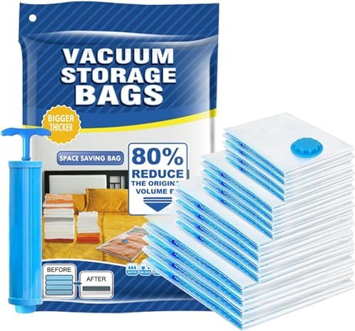 Vacuum Storage Bags Pack of (1 Jumbo/2 Large/2 Medium/1 Pump