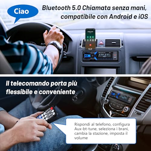 RDS Bluetooth Car Radio, Wistrue 1DIN Car Radio with Type-C Charging Port Stereo Car Bluetooth FM/AM with MP3 Player Hands-Free / 2 USB/AUX/SD Supports Android and iOS