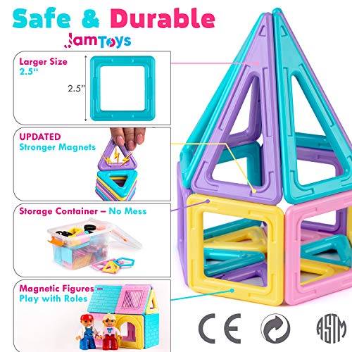 image for JAMTOYS Castle Magnetic Blocks - 132-Piece Set for Girls & Boys with P