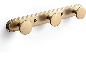 Goo-Ki Champagne Bronze Coat Rack Wall Mount with Orbit Rim Backplate, Heavy Duty Zinc Coat Hooks Wall Mounted, Modern Soft G
