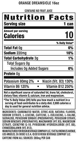 REIGN TOTAL BODY FUEL, ORANGE DREAMSICLE, FITNESS & PERFORMANCE DRINK, 16 FL OZ (PACK OF 12)