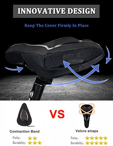 Foneso Gel Bike Seat Cover Bike Saddle Cushion Extra Soft Gel Bicycle Seat with Waterproof Cover - Thumbnail 2