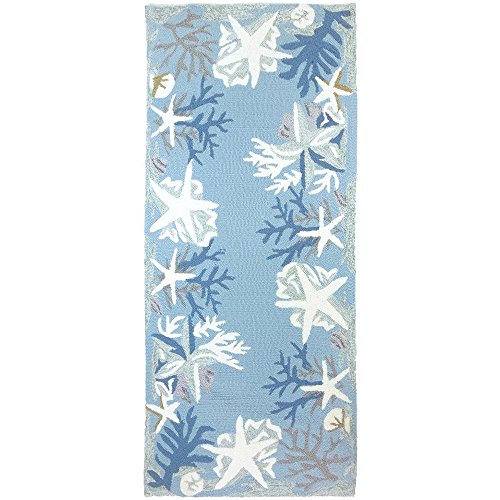 5 ft. White Coral Reef Area Rug in Blue Beachfront Decor