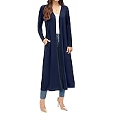 Kinnette Women's Long Cardigans Floor Length Open Front Lightweight Long Sleeve Duster Maxi Cardigan with Pockets