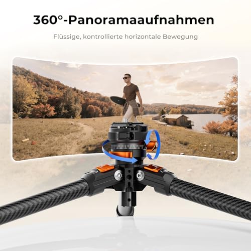 K&F CONCEPT Tripod Camera, 153 cm Carbon Tripod, Lightweight Tripod, Flexible Camera Tripod, Compact Travel Tripod for DSLR A225C2+BH28R